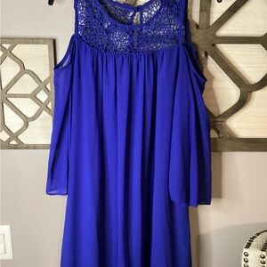Heart Soul Royal Blue Crochet Detail Dress